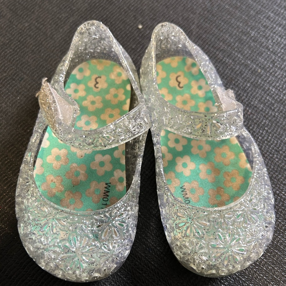 Kids Glittery Mary Jane Shoes jelly jellies sandals size 3